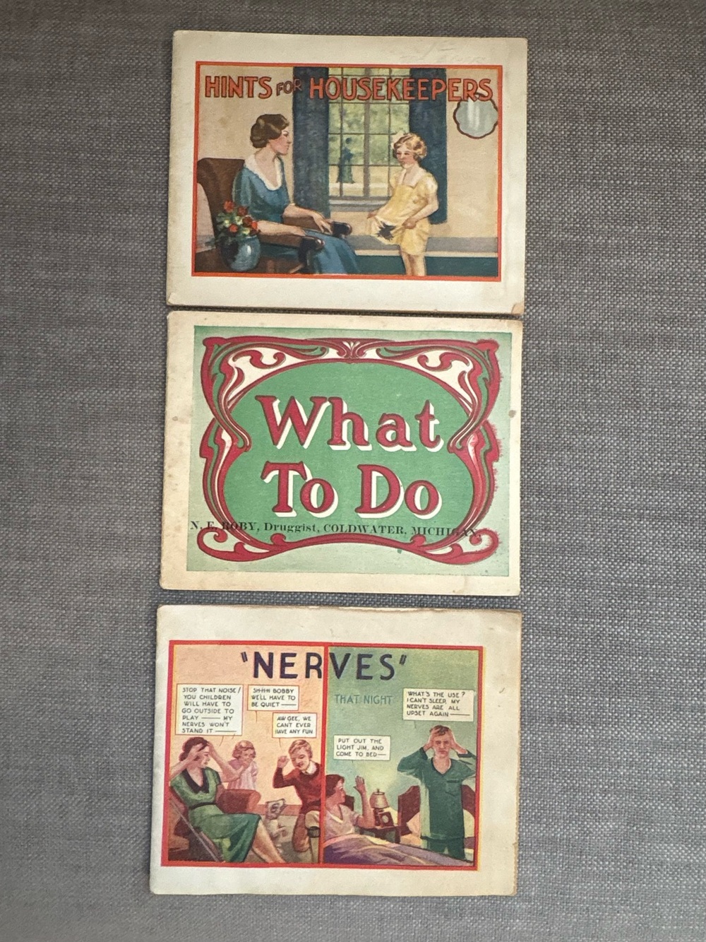 Antique Vintage 1930s Pharmacy Advertising Booklet Lot of 3 - Full Colour Covers